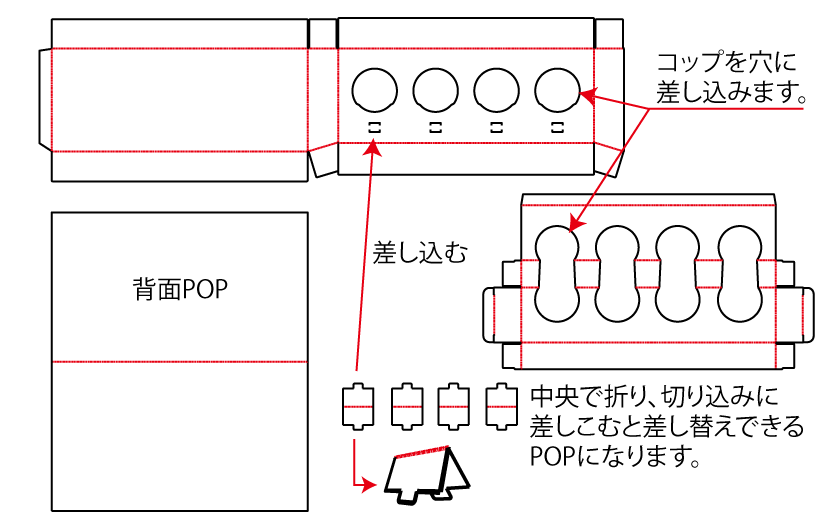 コップやグラスを展示、販売するのに向いている什器