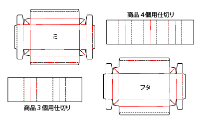 商品の仕切りを多用することで２wayパッケージができます。