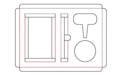 文房具ギフト用ボックスに入れる仕切りの図面データです。